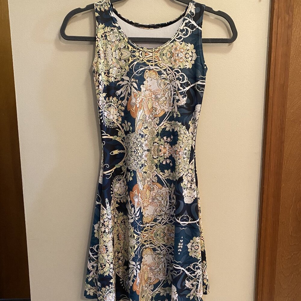 BlackMilk Alphonse Mucha "Mucha Black" Play Dress XXS Art Nouveau